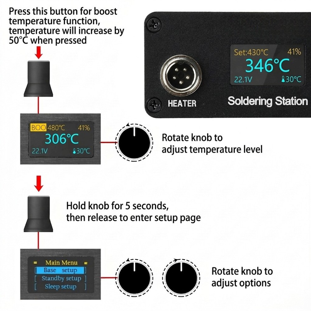 T12 Soldering Station AC100‑24 - đánh giá và giá T12 Soldering Station Oled